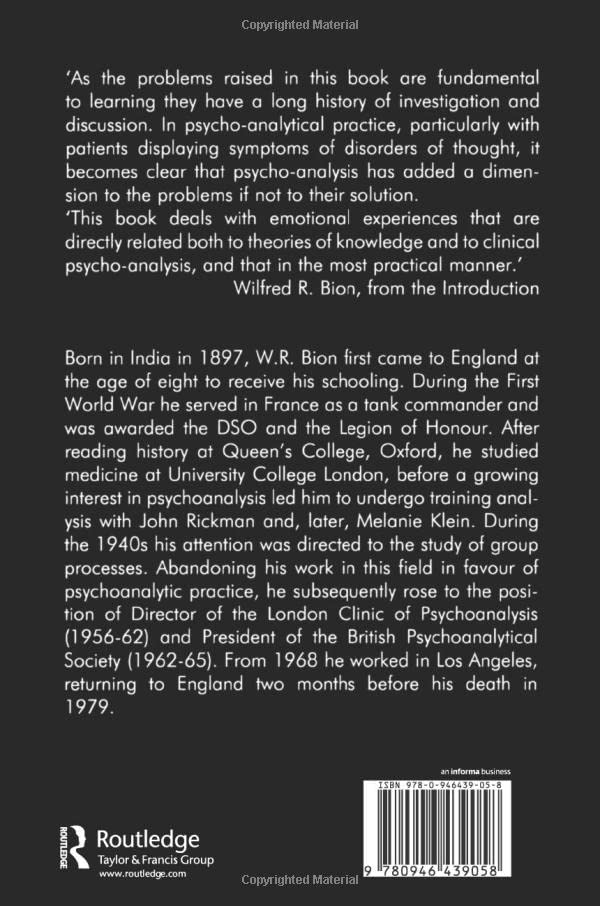 Learning from Experience – Wilfred R. Bion | Routledge Hardcover view 3