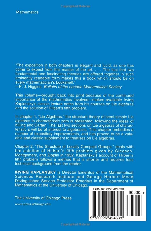 Lie Algebras and Locally Compact Groups – Irving Kaplansky view 3