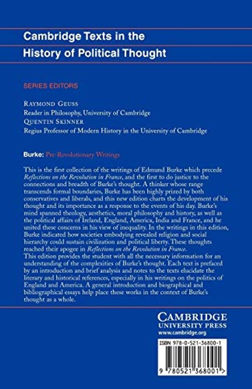Pre-Revolutionary Writings by Edmund Burke – Cambridge University Press Edition view 3