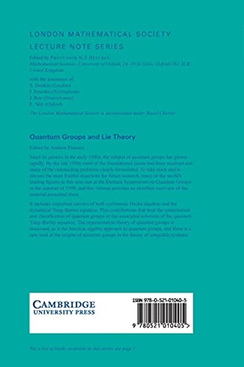 Quantum Groups and Lie Theory – Andrew Pressley | Cambridge University Press view 3
