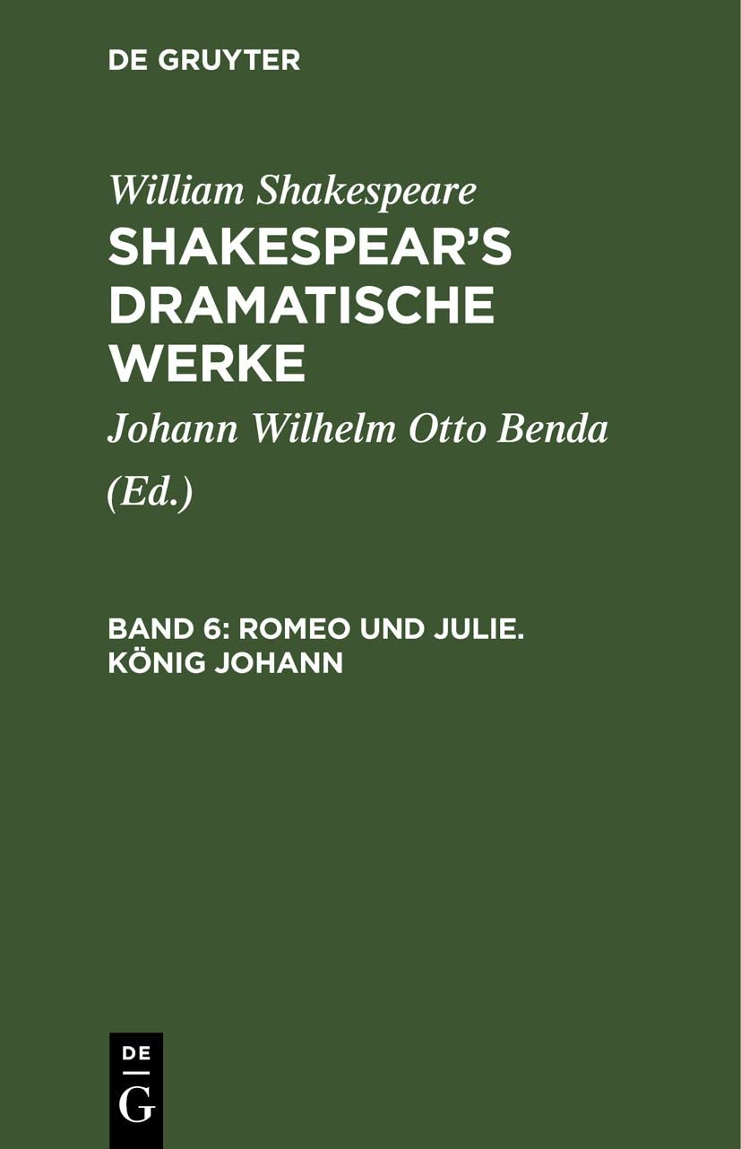 Buy Romeo Und Julie. Knig Johann by Johann Wilhelm Otto Benda | — BookShops.in