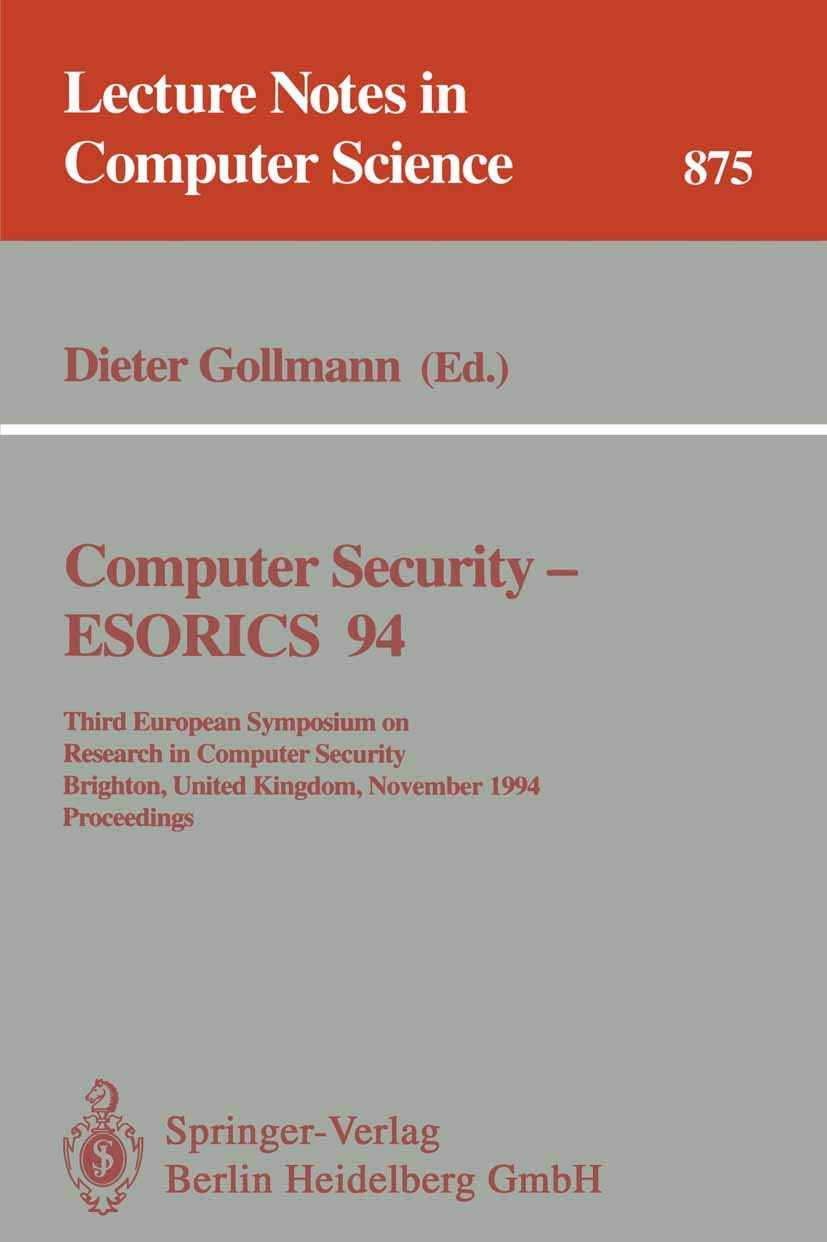 Buy Computer Security - ESORICS 94 by Dieter Gollmann — BookShops.in