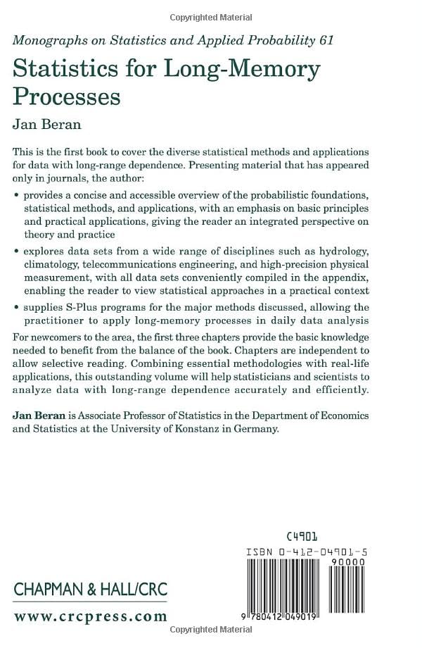 Statistics for Long-Memory Processes by Beran Jan – Taylor & Francis view 3
