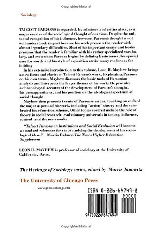Talcott Parsons on Institutions and Social Evolution – University of Chicago Press view 3