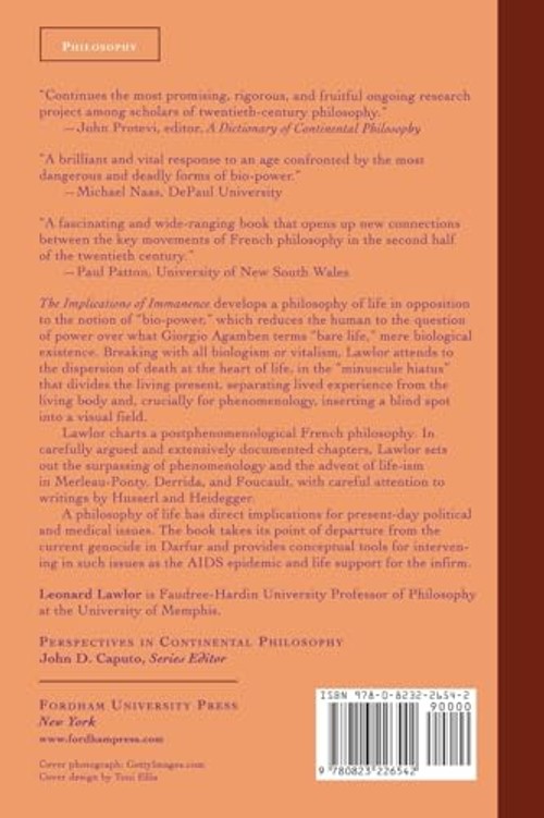 The Implications of Immanence – Leonard Lawlor – Fordham University Press view 3