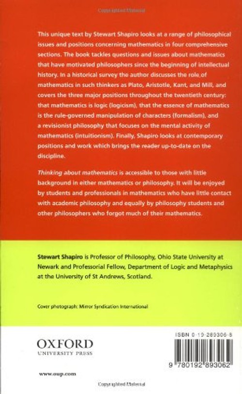 Thinking about Mathematics: The Philosophy of Mathematics by Stewart Shapiro – Oxford University Press view 3
