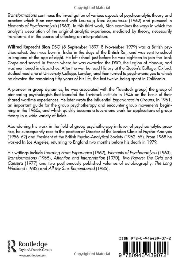 Transformations – Wilfred R. Bion – Routledge Hardcover view 3