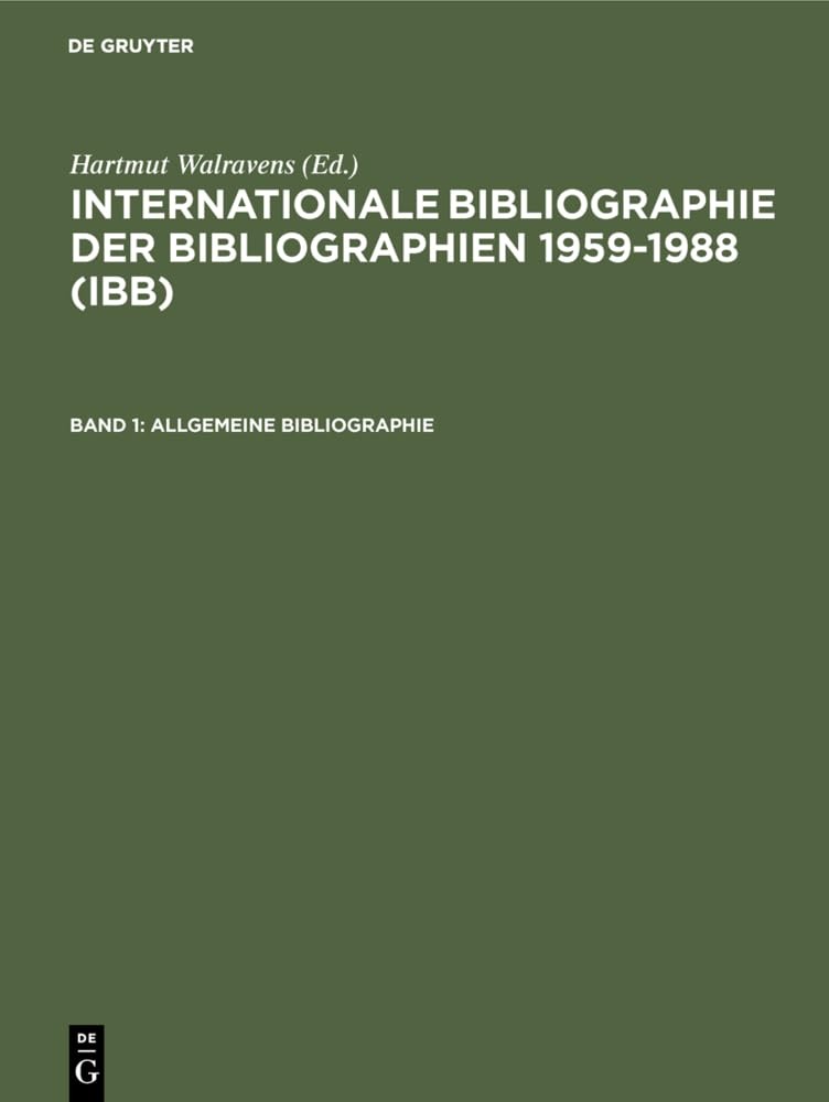 Buy Allgemeine Bibliographie: International Bibliography of Bibliographies 1959-1988 | Ursula Olejniczak | K.G. Saur Verlag | German Paperback — BookShops.in