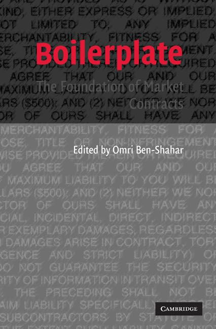 Buy Boilerplate: The Foundation of Market Contracts by Omri Ben-Shahar - Cambridge University Press Hardcover - Business Law Textbook for Higher Education — BookShops.in