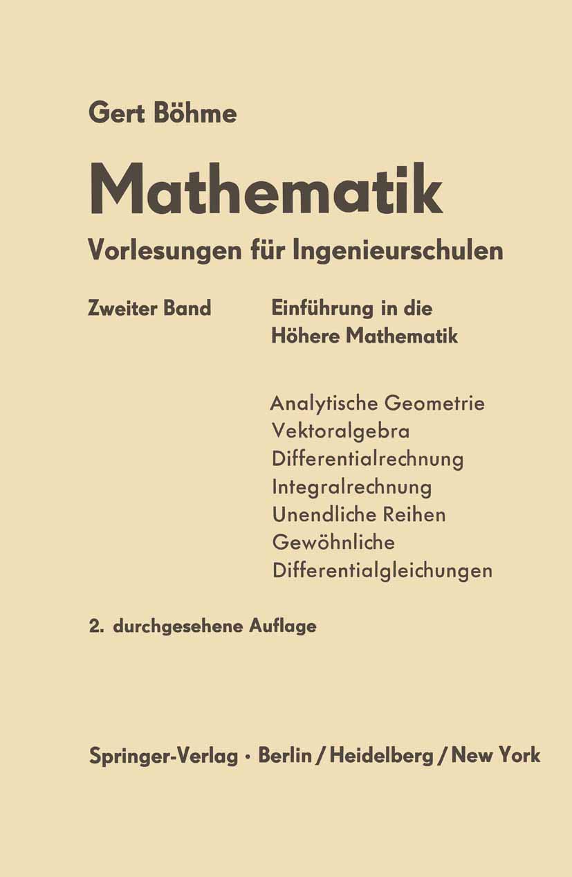 Buy Einfürung in die Höhere Mathematik by Gert Böhme | Springer-Verlag Hardcover | German Language Mathematics Textbook — BookShops.in