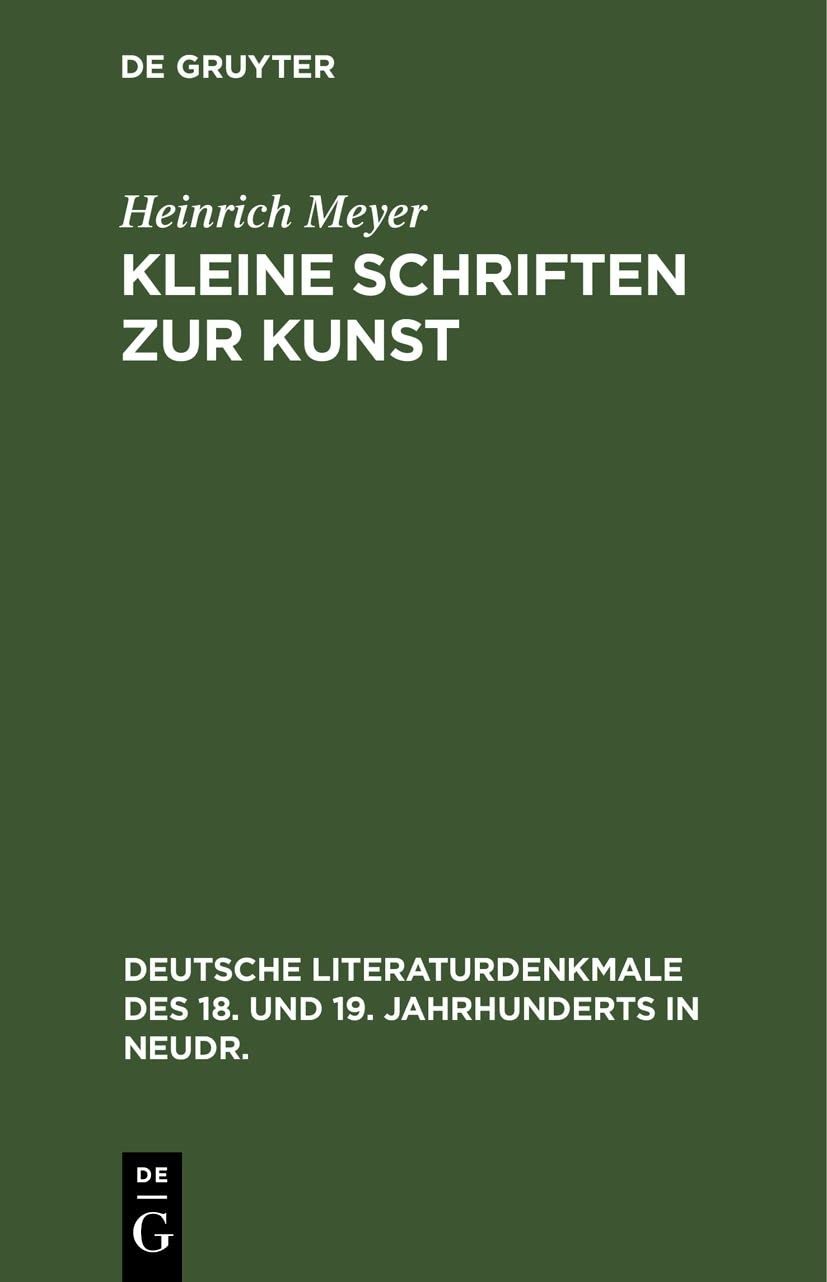 Buy Kleine Schriften Zur Kunst by Heinrich Meyer | De Gruyter | German Language Paperback | Reprint 2020 Edition | Philosophy & Art History — BookShops.in