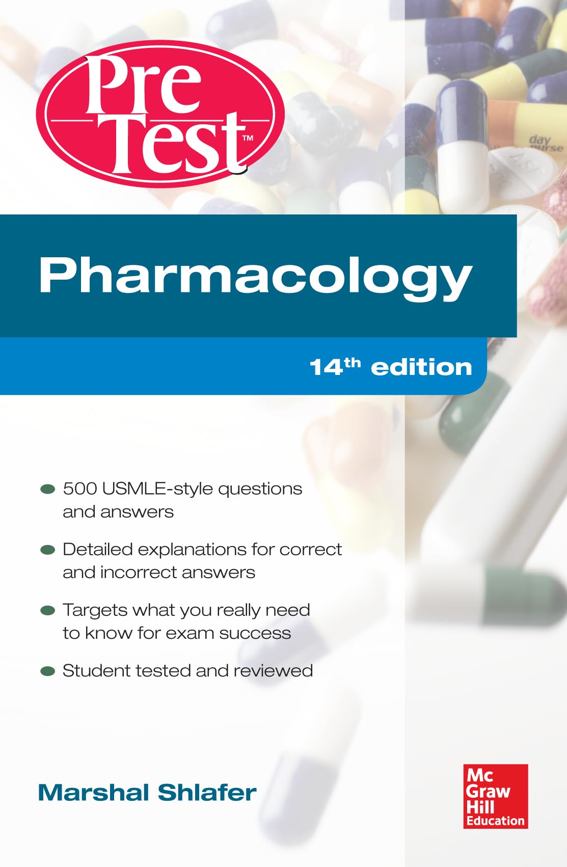Buy Pharmacology PreTest Self-Assessment and Review 14th Edition | Marshal Shlafer | McGraw-Hill | Hardcover | English | Medical Pharmacology Textbook for USMLE Step 1 Preparation — BookShops.in