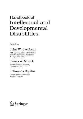 Buy Handbook of Intellectual and Developmental Disabilities by Jacobson, Mulick, Rojahn | Springer Nature Hardcover | Reference Book for Clinicians and Researchers — BookShops.in