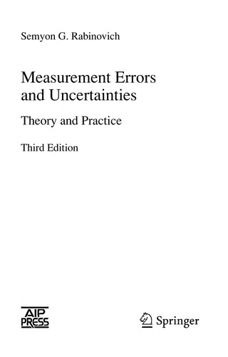 Buy Measurement Errors and Uncertainties: Theory and Practice by Semyon G. Rabinovich | Springer | Hardcover | 3rd Edition | Reference Book for Engineers & Physicists — BookShops.in