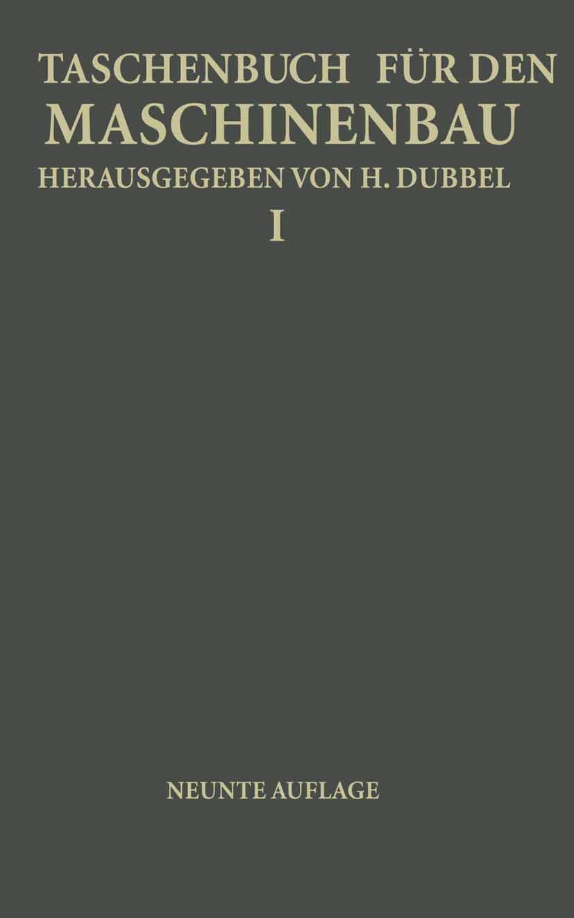 Buy Taschenbuch für den Maschinenbau: Erster Band by H. Baer, H. Dubbel, G. Glage | Springer-Verlag | German Hardcover Engineering Reference — BookShops.in