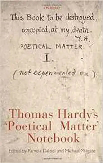 Buy Thomas Hardy'S 'Poetical Matter' Notebook (English, Pamela Dalziel | Michael Millgate) — BookShops.in