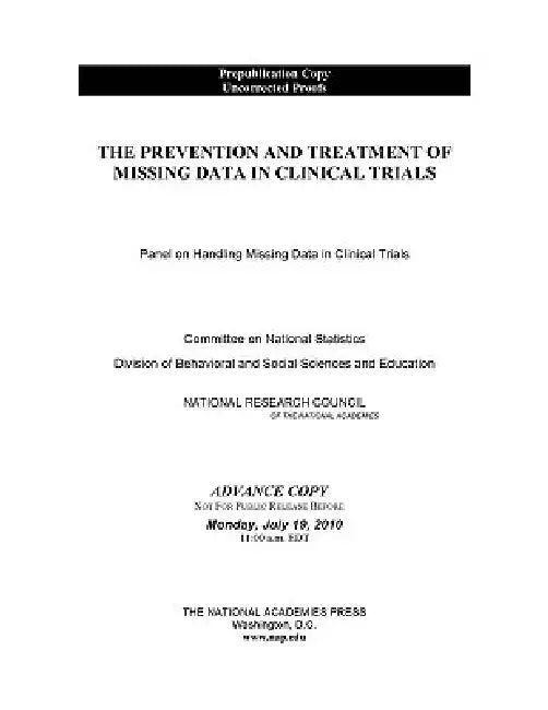 The Prevention and Treatment of Missing Data in Clinical Trials (English, National Research Council | Division of Behavioral, Social Scienc | Committee on National Statistics)