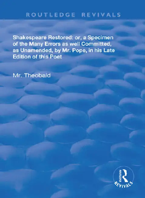 Buy Shakespeare Restored (English, Lewis Theobald) — BookShops.in