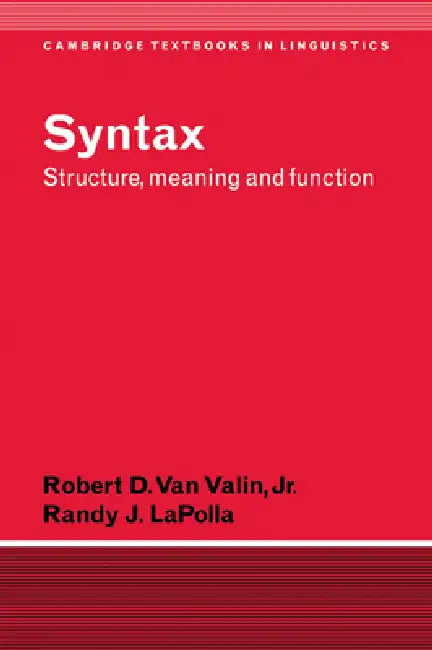 Buy Syntax (English, Jr. Van Valin Robert D. | Jr. Valin | Jr. Valin Robert D. Van) — BookShops.in