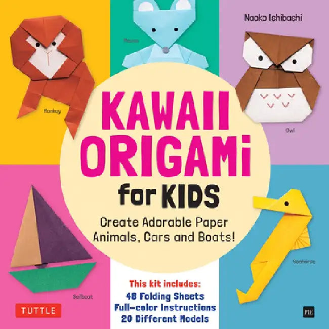 Buy Kawaii Origami for Kids Kit by Naoko Ishibashi (Tuttle Pub, 2023) – 20 Cute Paper Models with 48 Folding Sheets & Full-Color Instructions, Paperback, English — BookShops.in