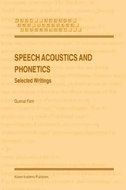 Buy Speech Acoustics and Phonetics (English, Gunnar Fant) — BookShops.in