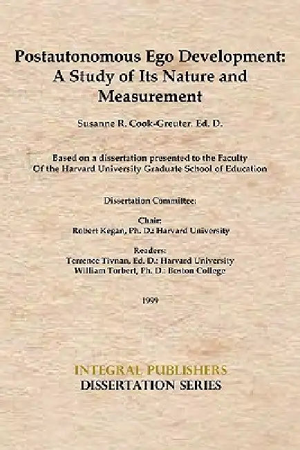 Buy Postautonomous Ego Development (English, Susanne Cook-Greuter) โ BookShops.in