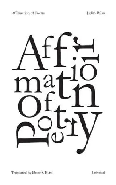 Affirmation of Poetry (English, Judith Balso | Drew S. Burk)