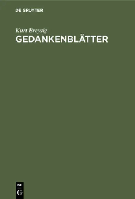 Buy Gedankenblätter (English, Kurt Breysig | Gertrud Breysig) — BookShops.in