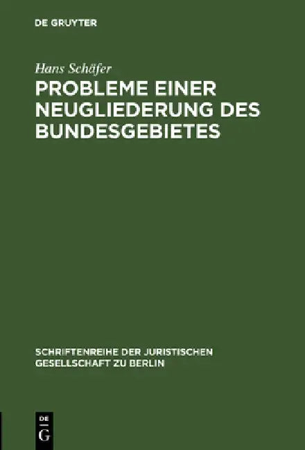 Buy Probleme einer Neugliederung des Bundesgebietes (English, Hans Schäfer) — BookShops.in
