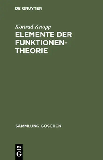 Buy Elemente der Funktionentheorie (English, Konrad Knopp) — BookShops.in