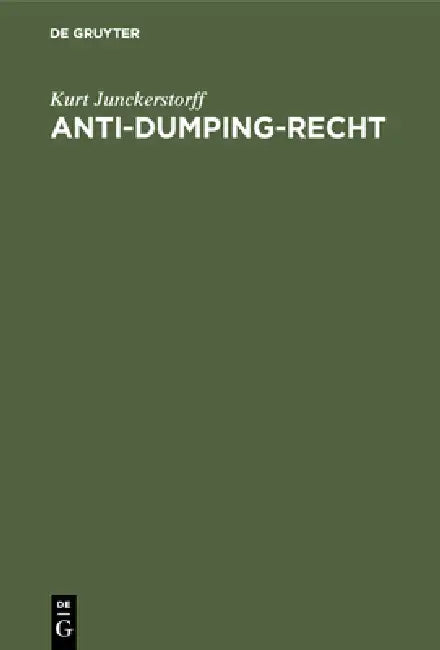Buy Anti-Dumping-Recht (English, Kurt Junckerstorff) — BookShops.in