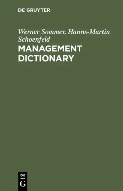 Buy Management Dictionary (English, Werner Sommer | Hanns-Martin Schoenfeld) — BookShops.in