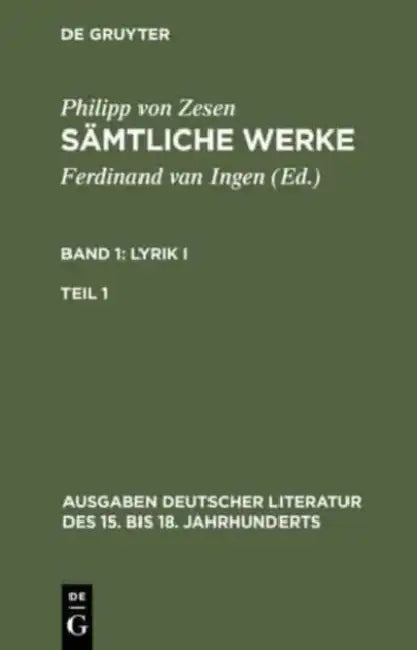 Buy Sämtliche Werke. Bd 1 (English, Philipp Von Zesen | Ferdinand Van Ingen) — BookShops.in