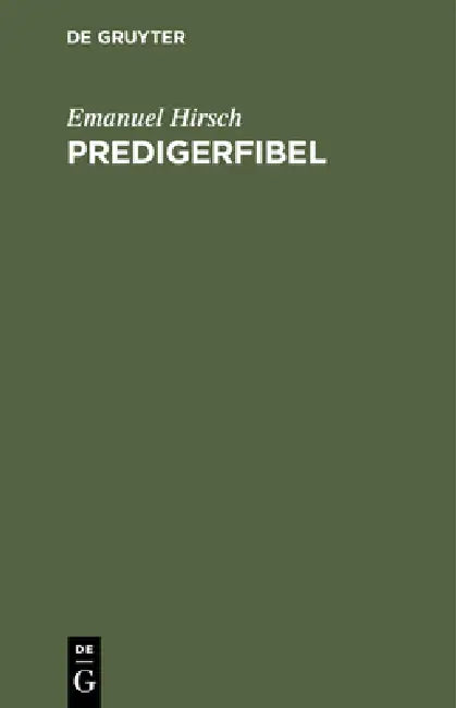 Buy Predigerfibel (English, Emanuel Hirsch) — BookShops.in