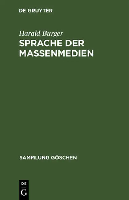 Buy Sprache der Massenmedien (English, Harald Burger) — BookShops.in