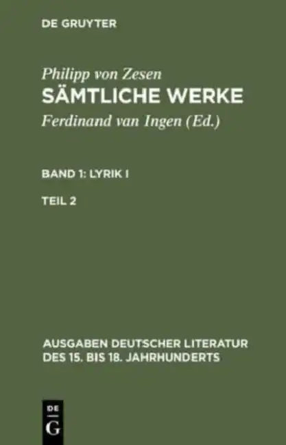 Buy Sämtliche Werke. Bd 1 (English, Philipp Von Zesen | Ferdinand Van Ingen) — BookShops.in