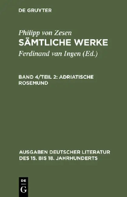 Buy Adriatische Rosemund (English, Philipp Von Zesen | Volker Meid) — BookShops.in