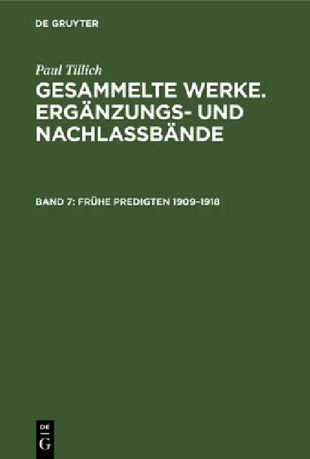 Buy Frühe Predigten 1909-1918 (English, Paul Tillich) — BookShops.in