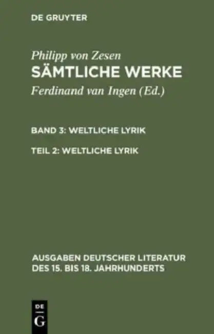 Buy Weltliche Lyrik (English, Philipp Von Zesen | Ferdinand Van Ingen) — BookShops.in