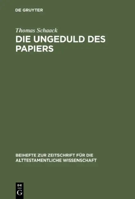 Buy Die Ungeduld Des Papiers (English, Thomas Schaack) — BookShops.in