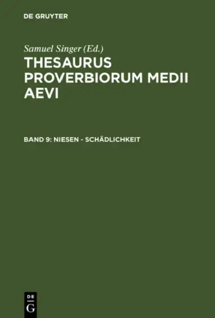 Buy Niesen - Schadlichkeit (English, Samuel Singer | Kuratorium Singer Der Sagw) — BookShops.in