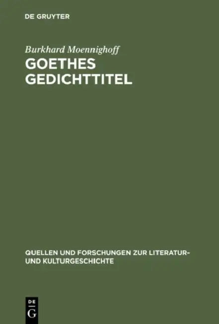 Buy Goethes Gedichttitel (English, Burkhard Moennighoff) — BookShops.in