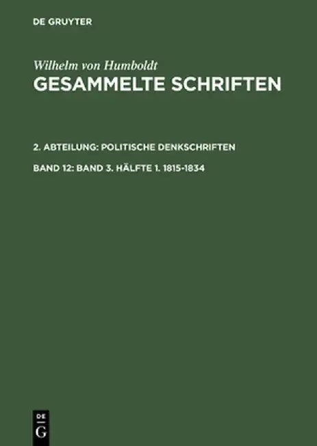 Buy Band 3. Hlfte 1. 1815-1834 (English, Bruno Gebhardt) — BookShops.in