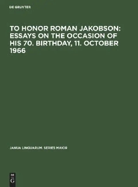 To Honor Roman Jakobson (English, No Contributor)