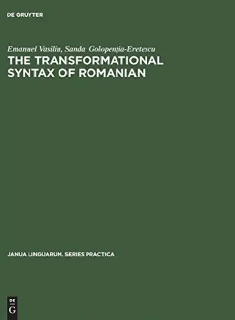 Buy The Transformational Syntax of Romanian (English, Emanuel Vasiliu | Sanda Golopenţia-Eretescu) — BookShops.in