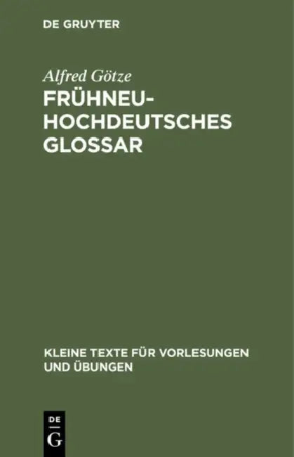Frühneuhochdeutsches Glossar (English, Alfred Götze)