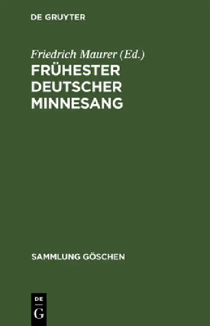 Buy Frühester deutscher Minnesang (English, Friedrich Maurer) — BookShops.in