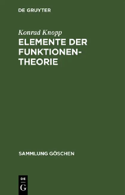 Elemente der Funktionentheorie (English, Konrad Knopp)