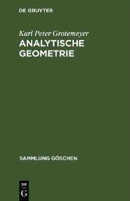 Buy Analytische Geometrie (English, Karl Peter Grotemeyer) — BookShops.in