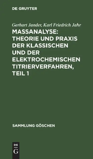 Buy Maßanalyse (English, Gerhart Jander | Karl Friedrich Jahr) — BookShops.in